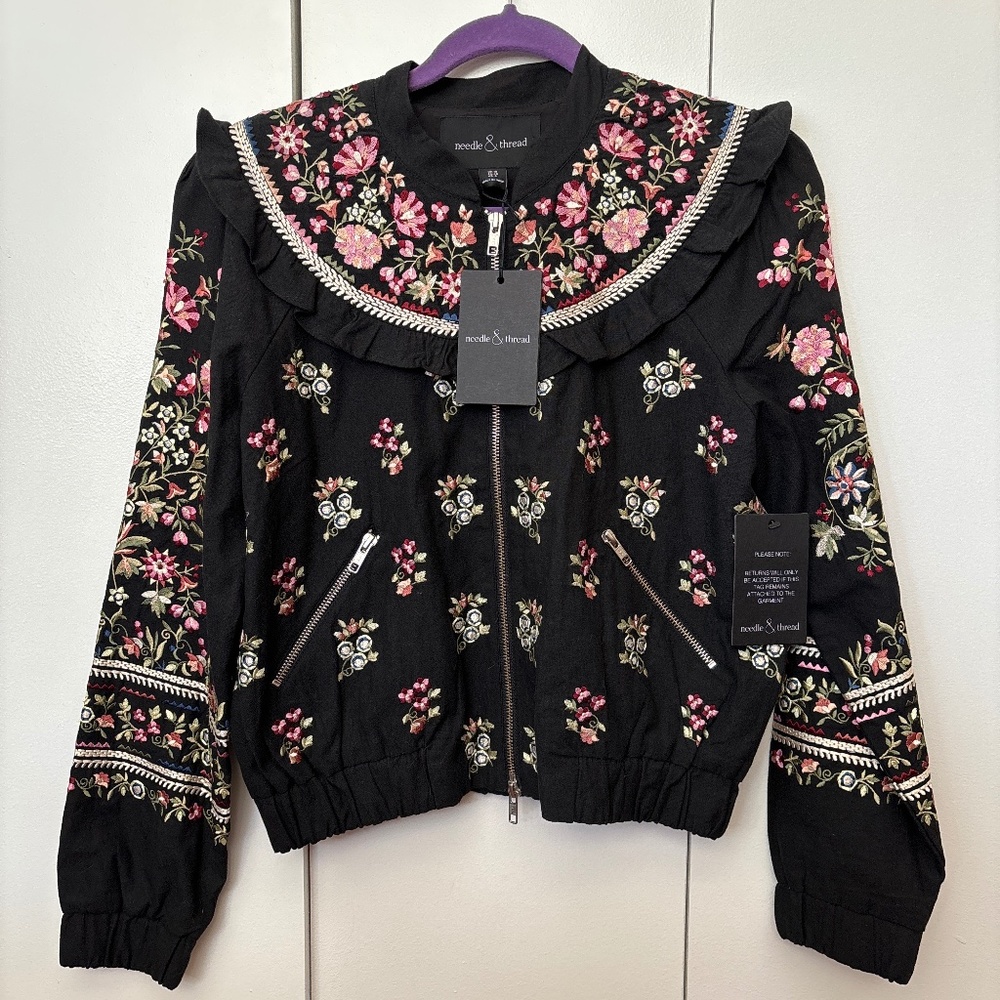 NWT Needle & Thread Embroidered Bomber Jacket